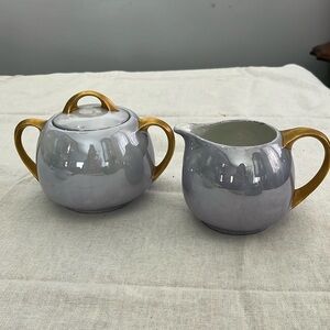 Luster Ware Cream & Sugar Set Blue